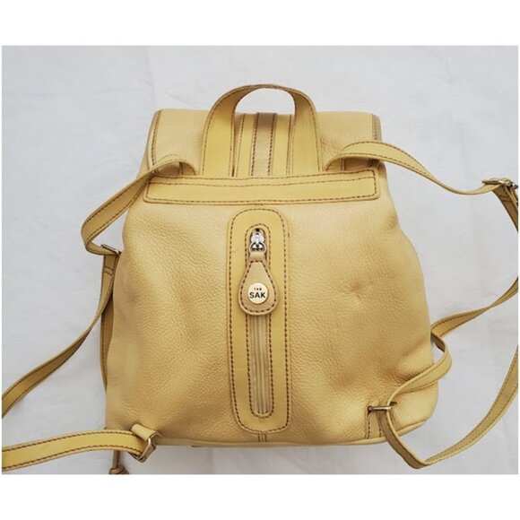 The Sak Yellow Pebble Leather Backpack Purse Cottagecore Urban Chic - Picture 6 of 12